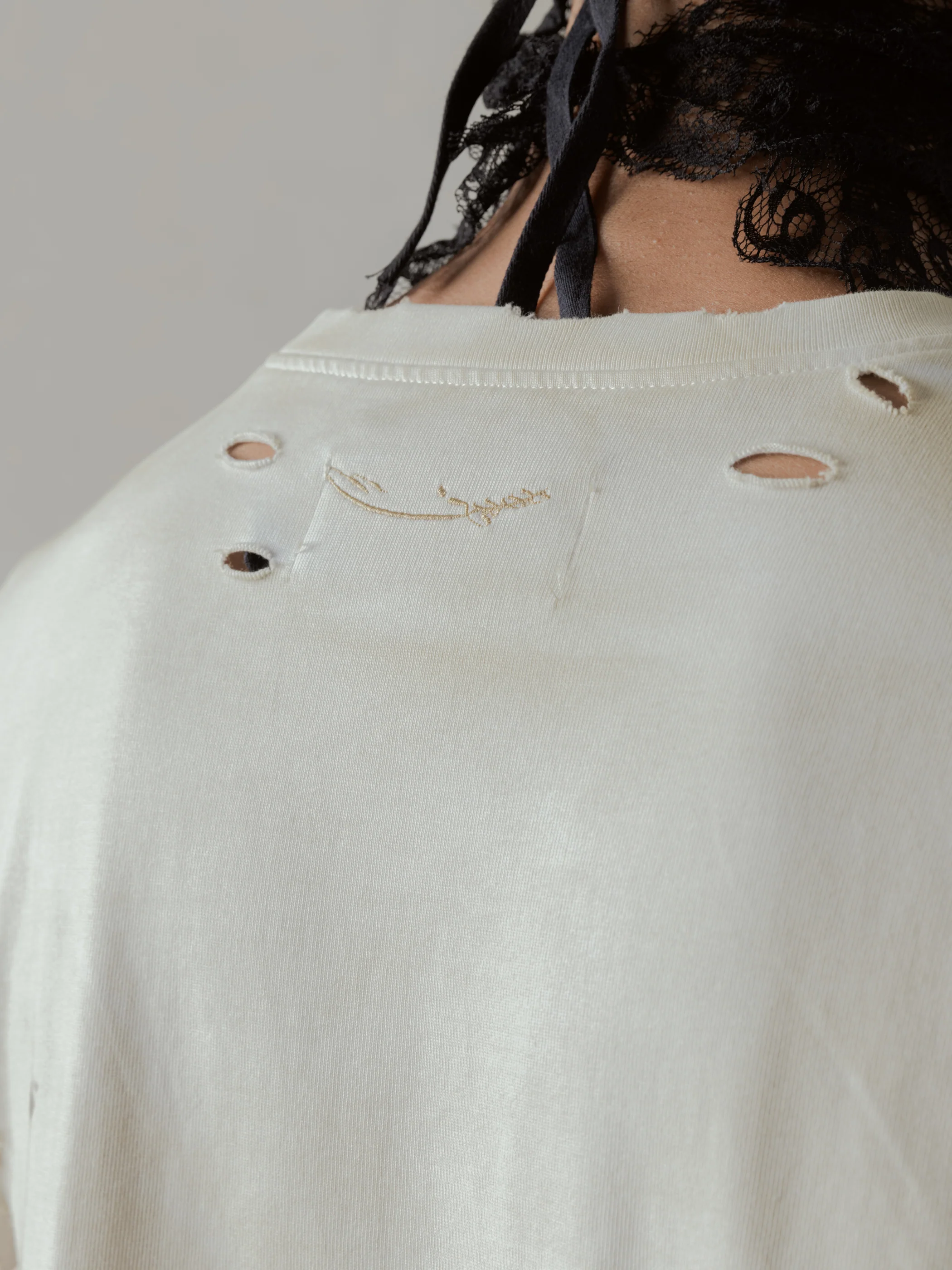 24FW｜Destroyed Tee (Beige) - Image 4