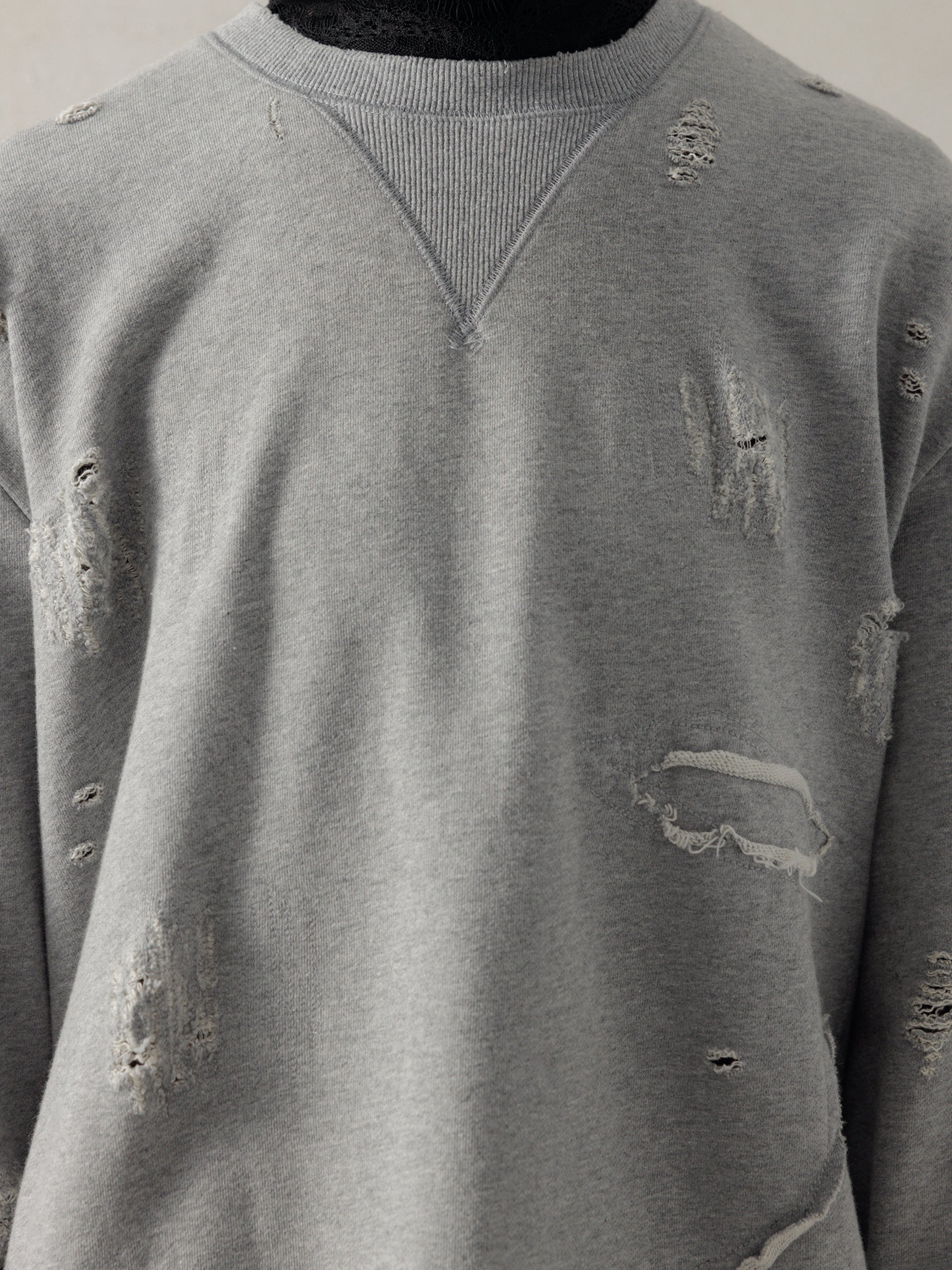 25FW|Double V Destroyed Sweater (Grey) - Image 6