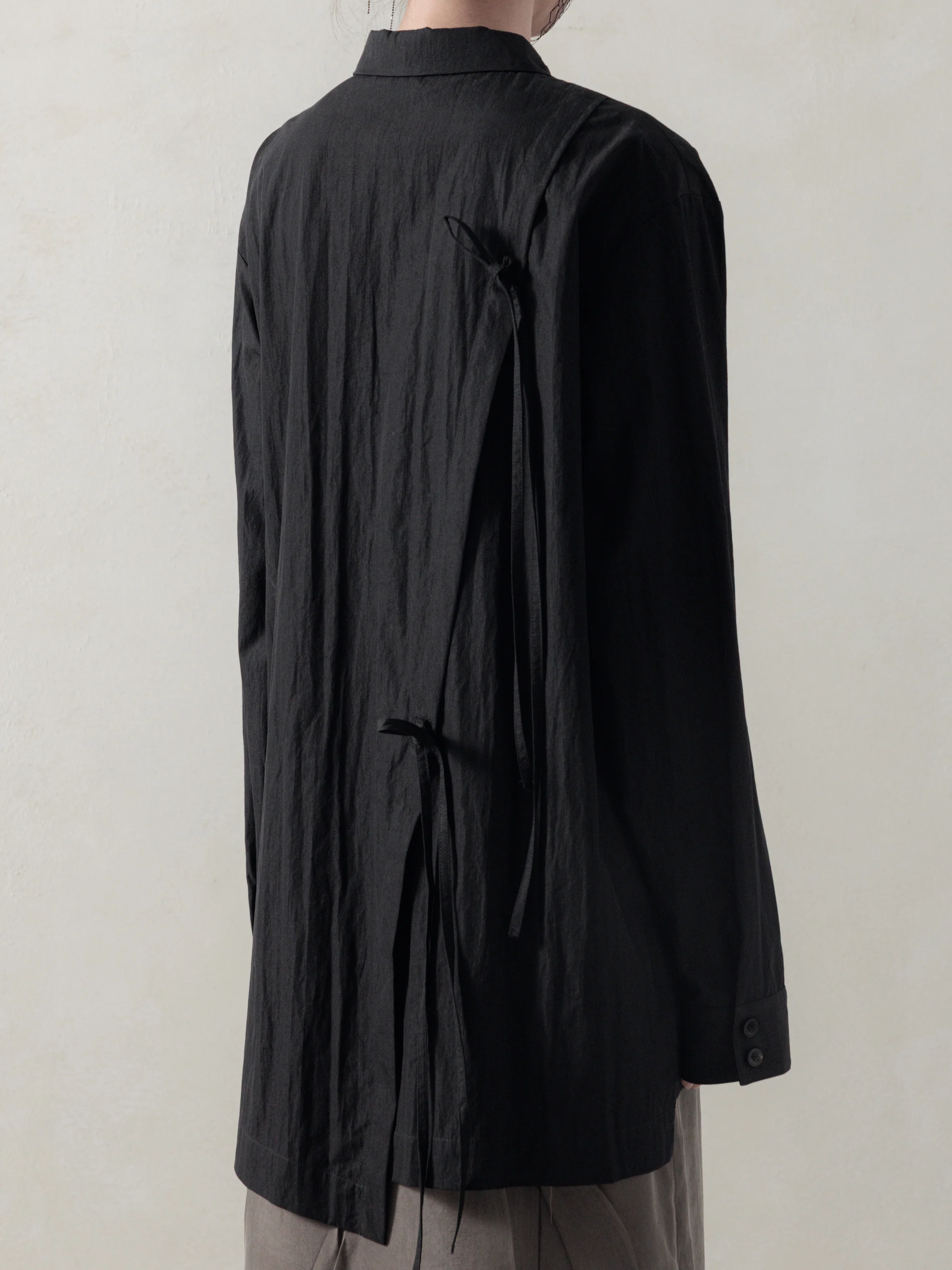 25FW WMS｜Drop Shoulder Shirt (Black) - Image 3