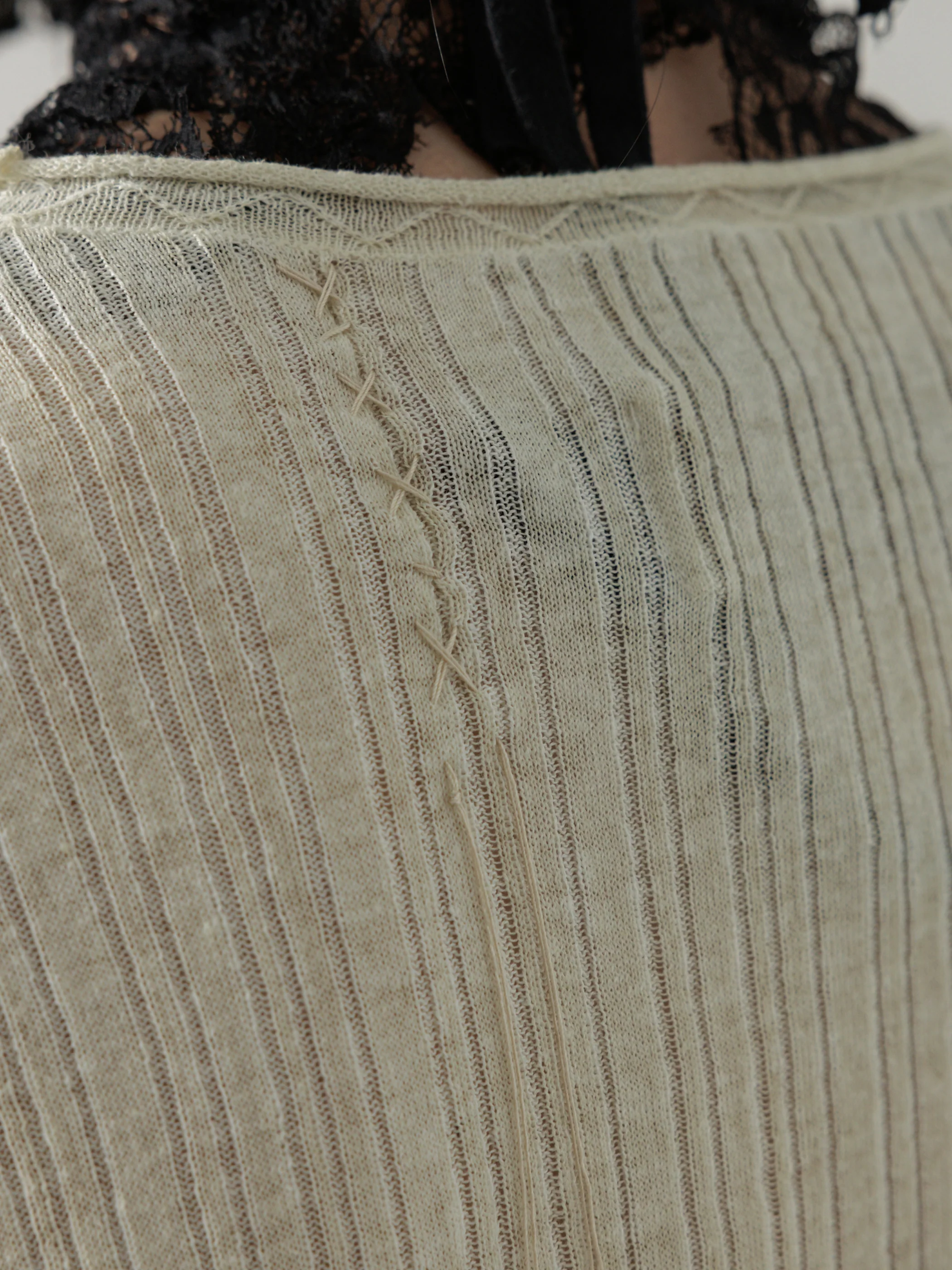 25SS｜Semi-sheer Dirt Knit (Beige) - Image 4