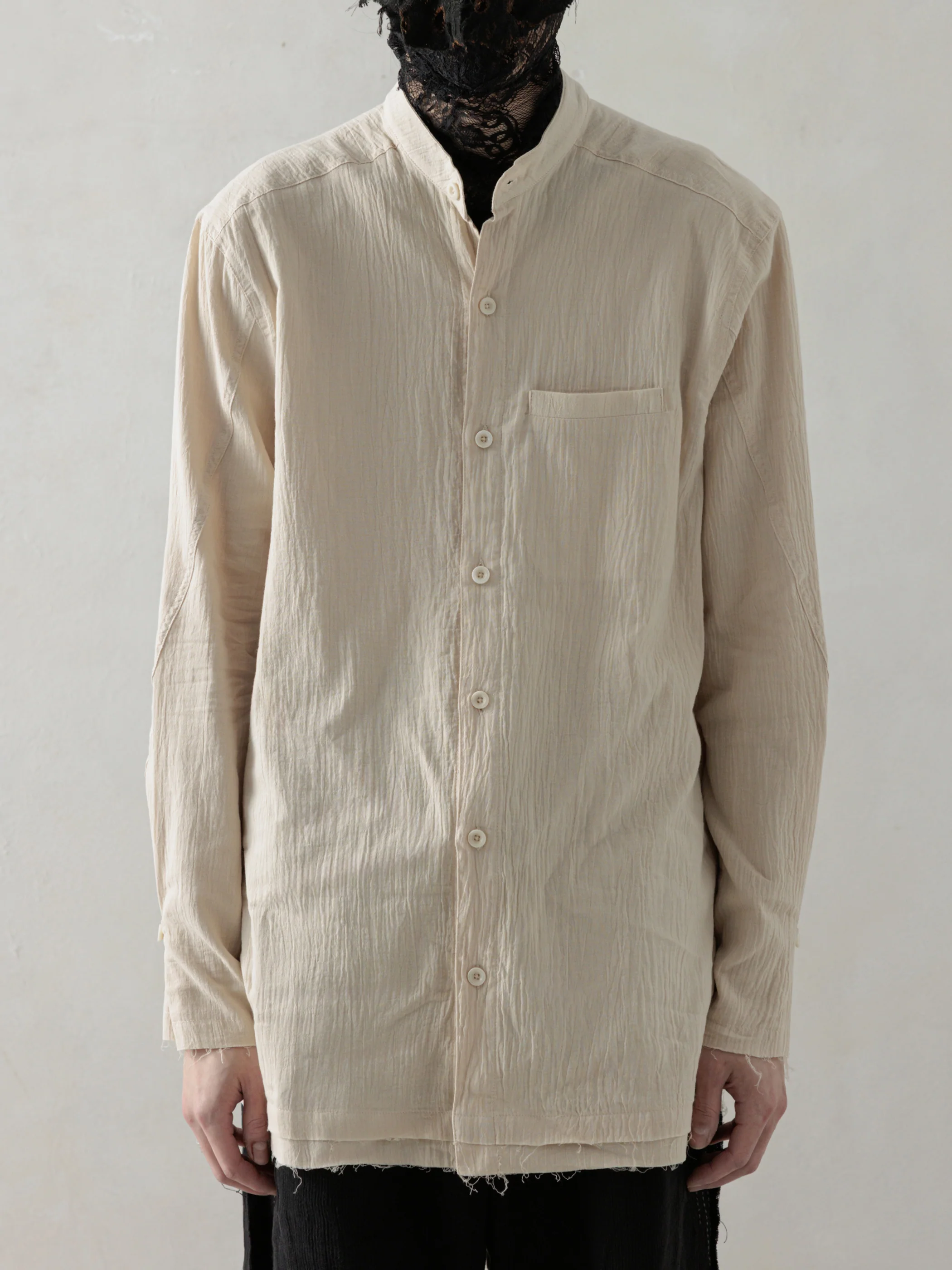 25SS|Wrinkled-effect Shirt (Beige)