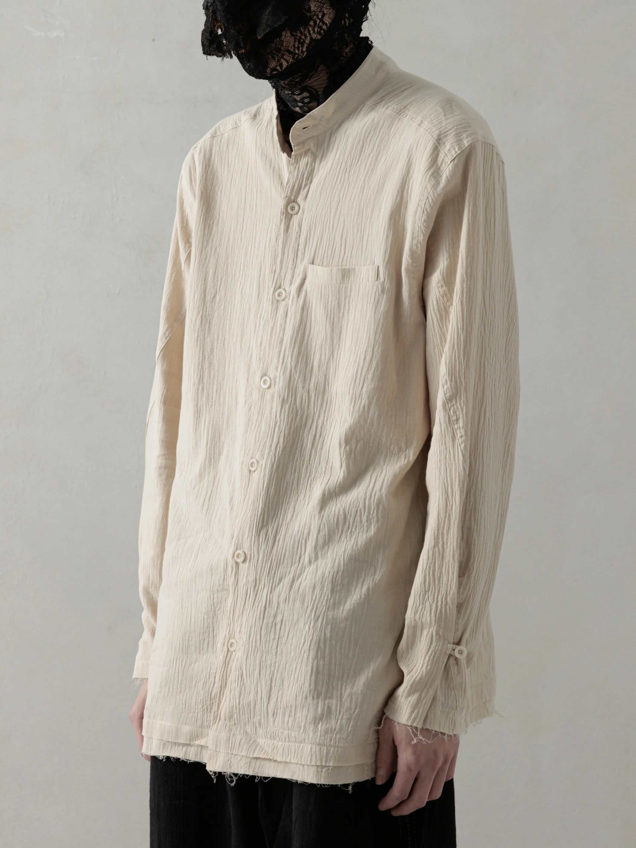 25SS|Wrinkled-effect Shirt (Beige) - Image 2