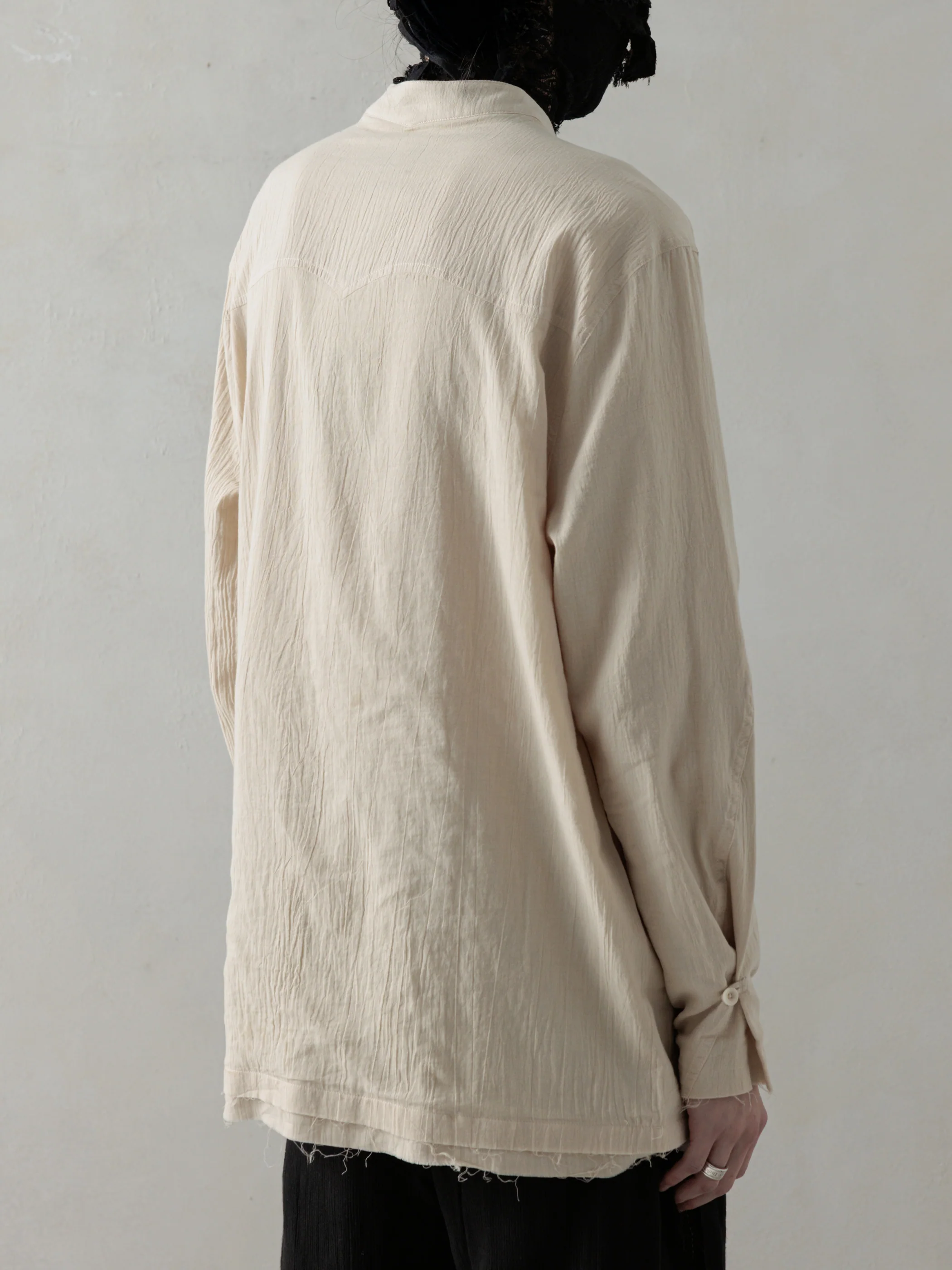 25SS|Wrinkled-effect Shirt (Beige) - Image 3