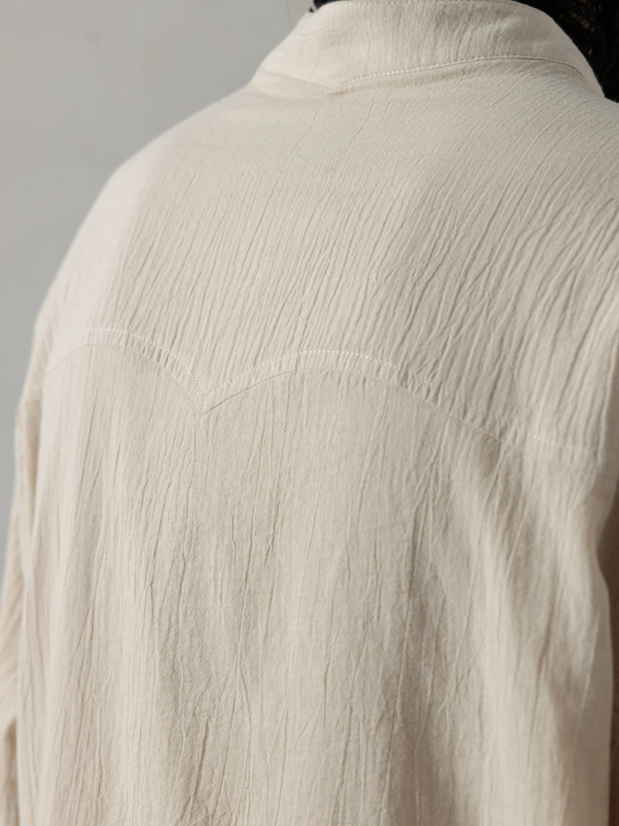 25SS|Wrinkled-effect Shirt (Beige) - Image 4
