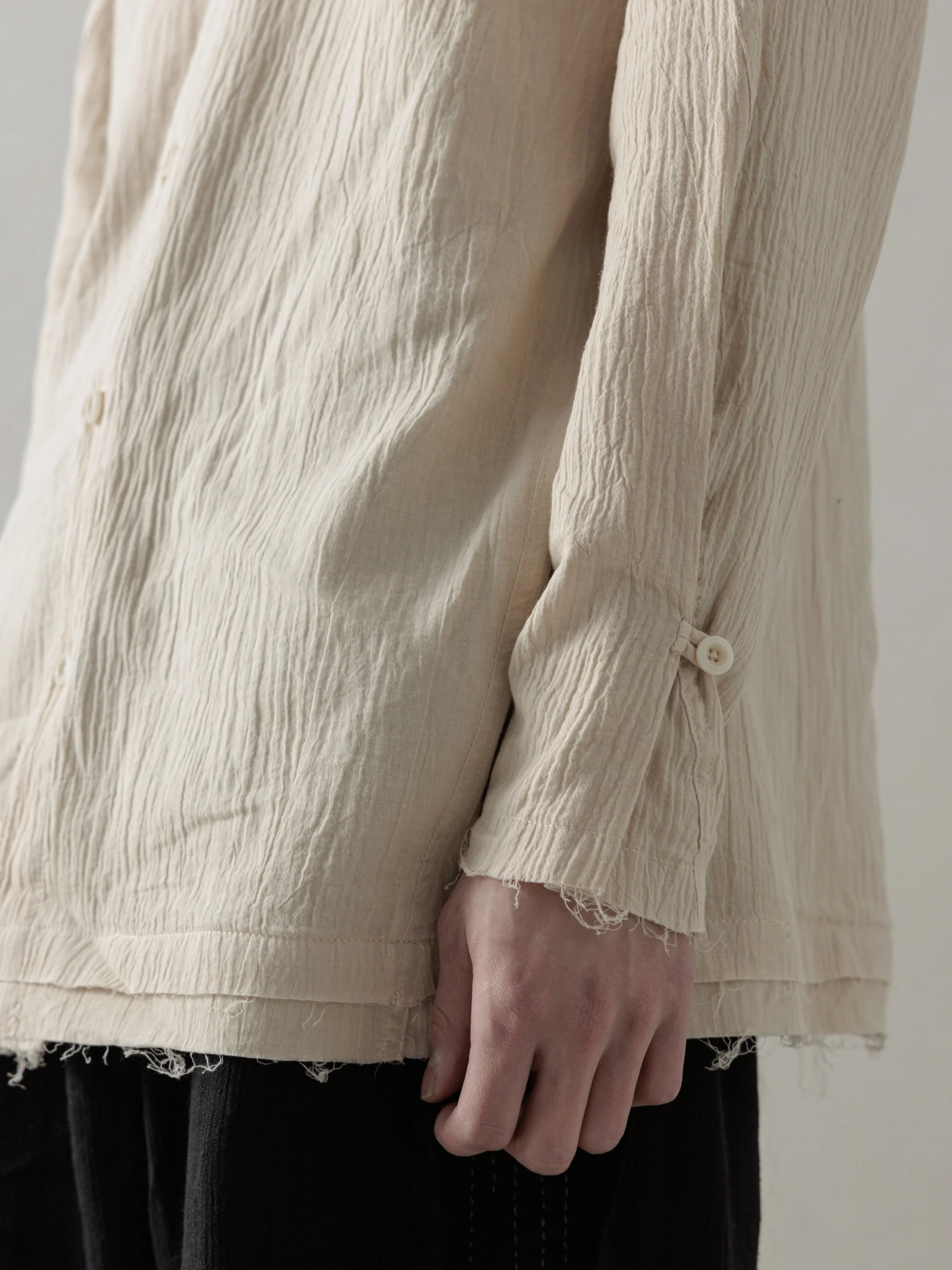 25SS|Wrinkled-effect Shirt (Beige) - Image 6