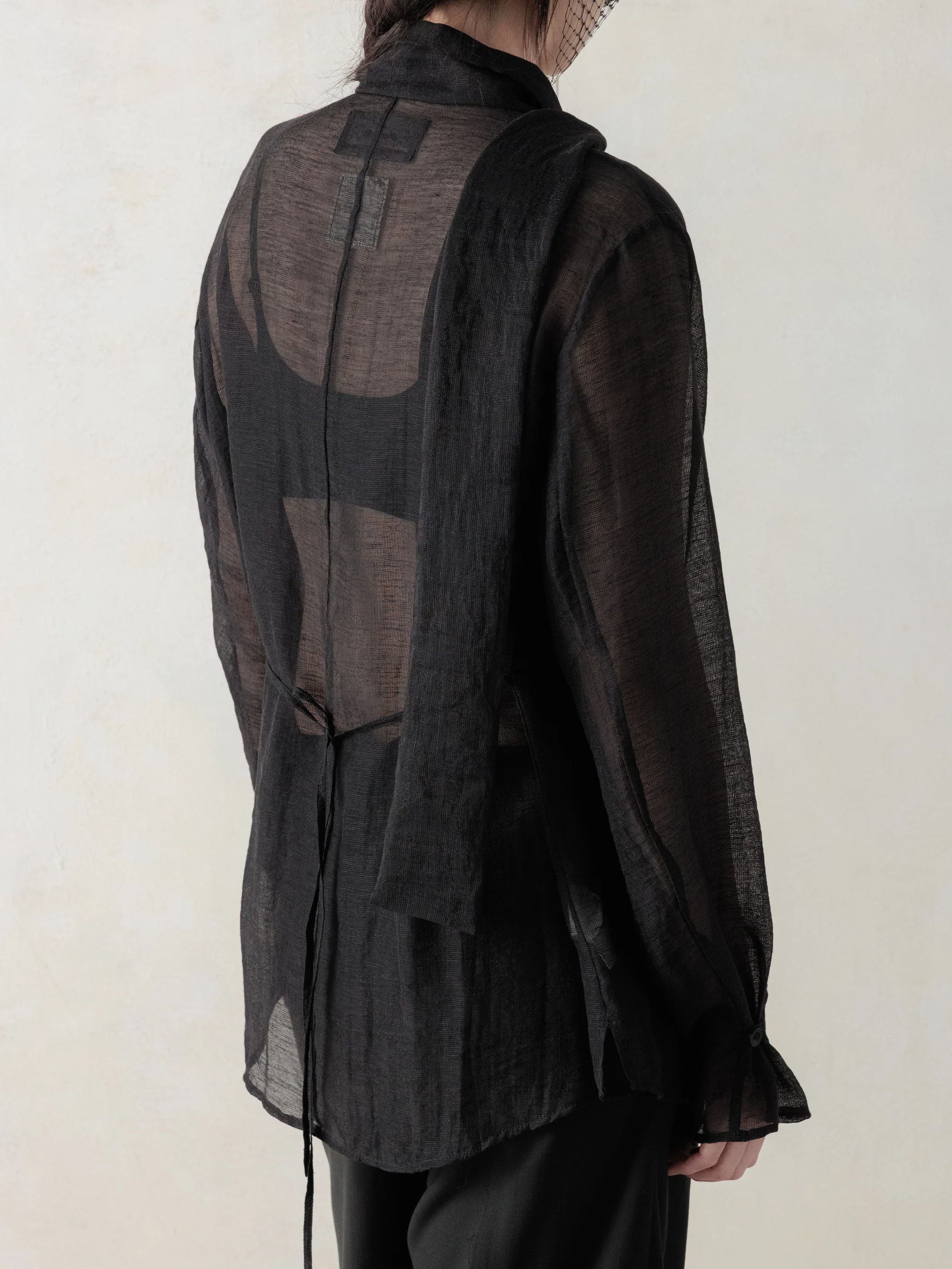 26SS WMS|Semi-Sheer Shirt (Black) - Image 3