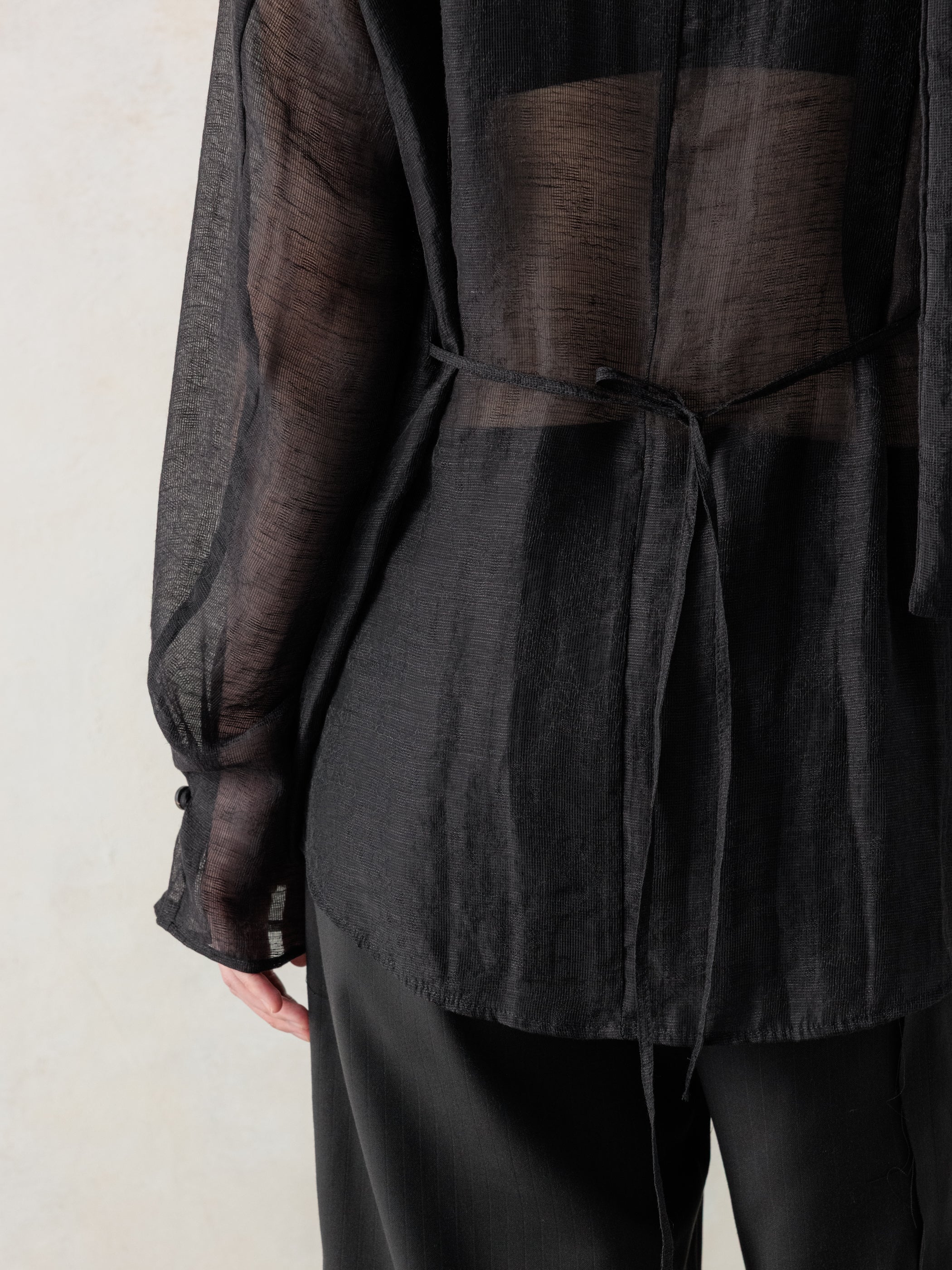 26SS WMS|Semi-Sheer Shirt (Black) - Image 5