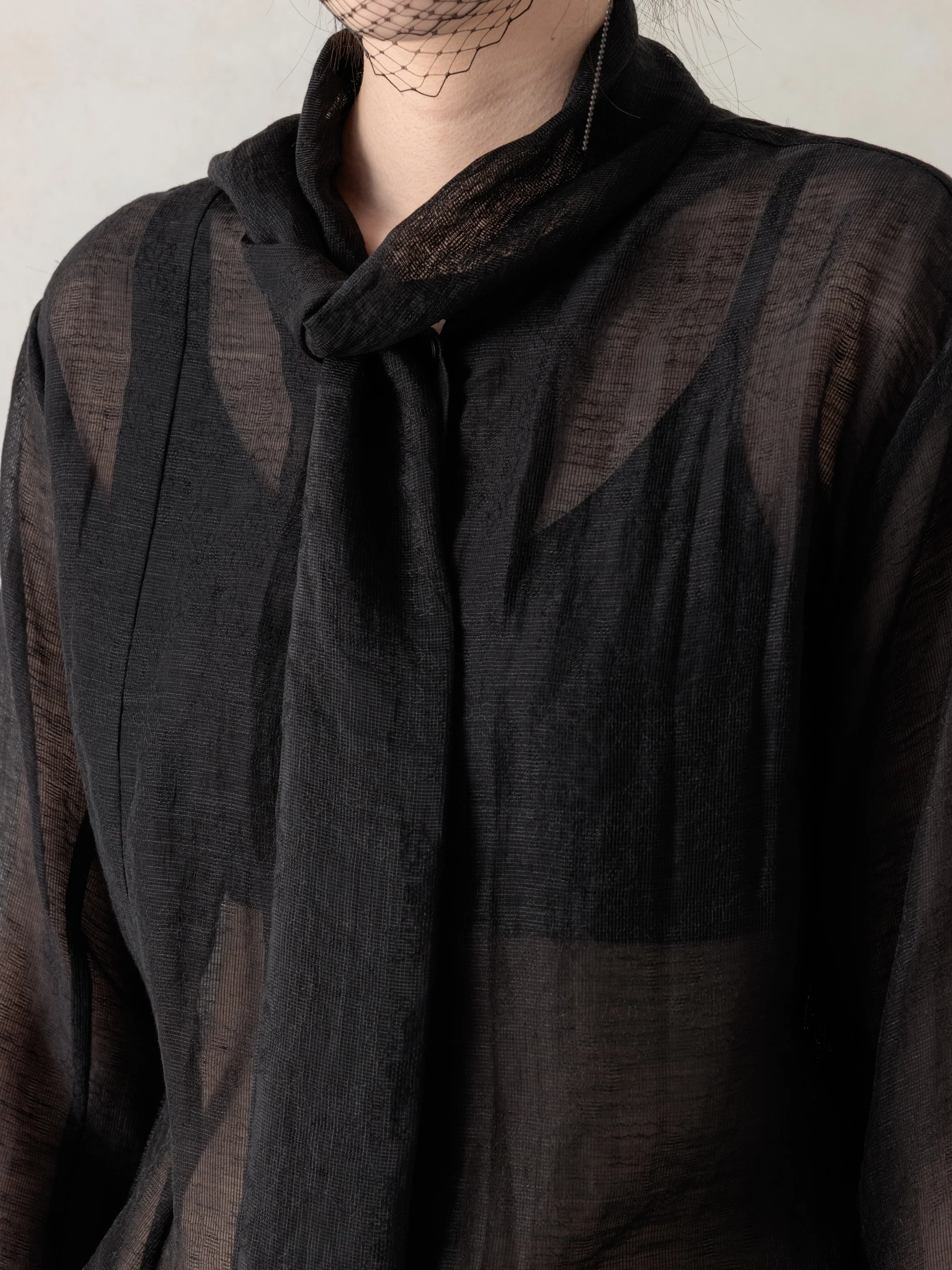 26SS WMS|Semi-Sheer Shirt (Black) - Image 6