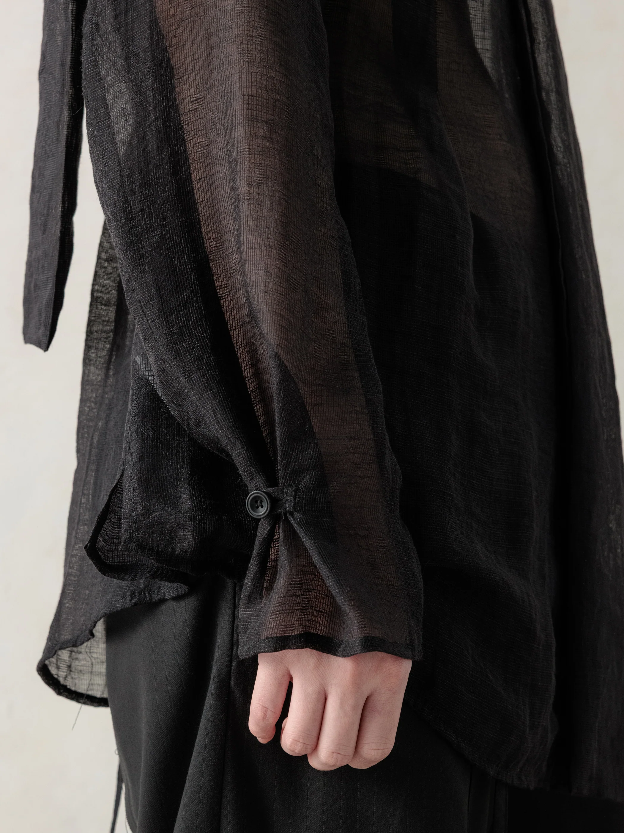 26SS WMS|Semi-Sheer Shirt (Black) - Image 7