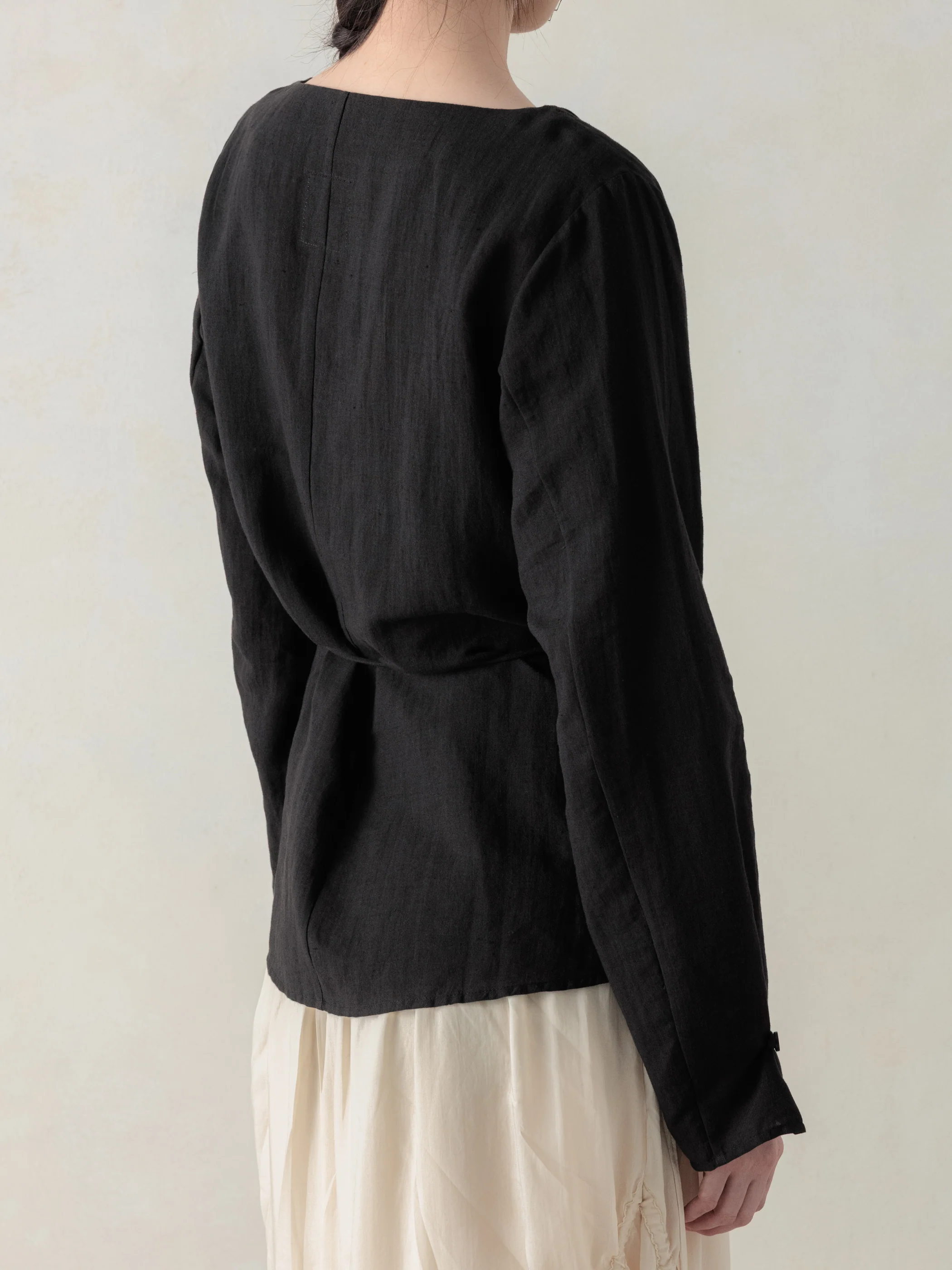 26SS WMS｜Side Button Shirt (Black) - Image 3