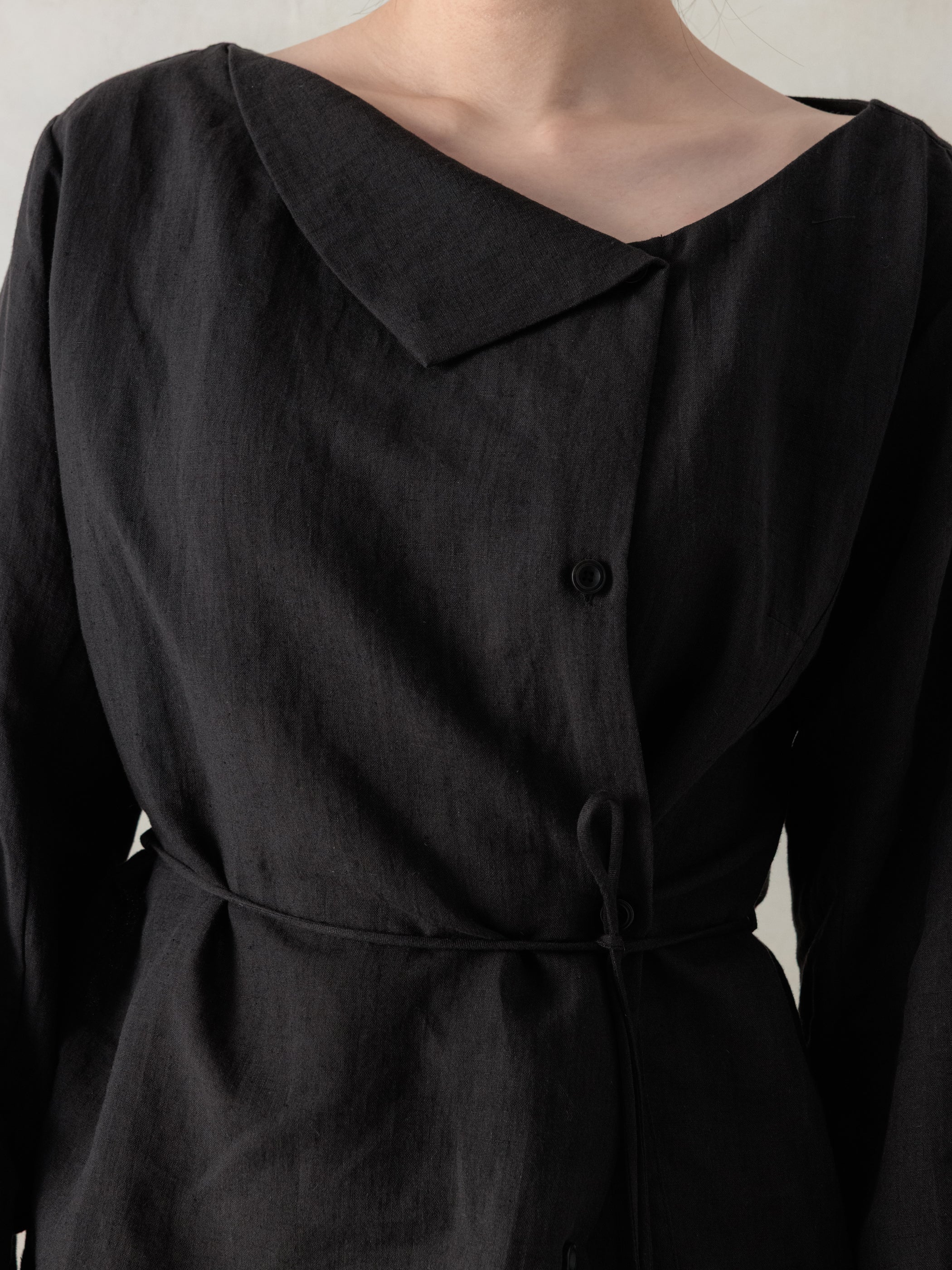 26SS WMS｜Side Button Shirt (Black) - Image 5
