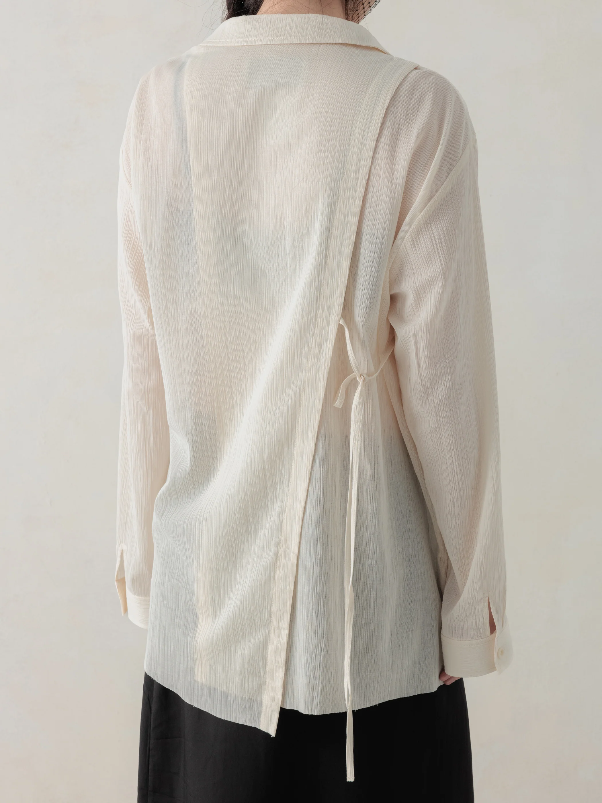 26SS WMS｜Structured Oversized Shirt (Beige) - Image 3