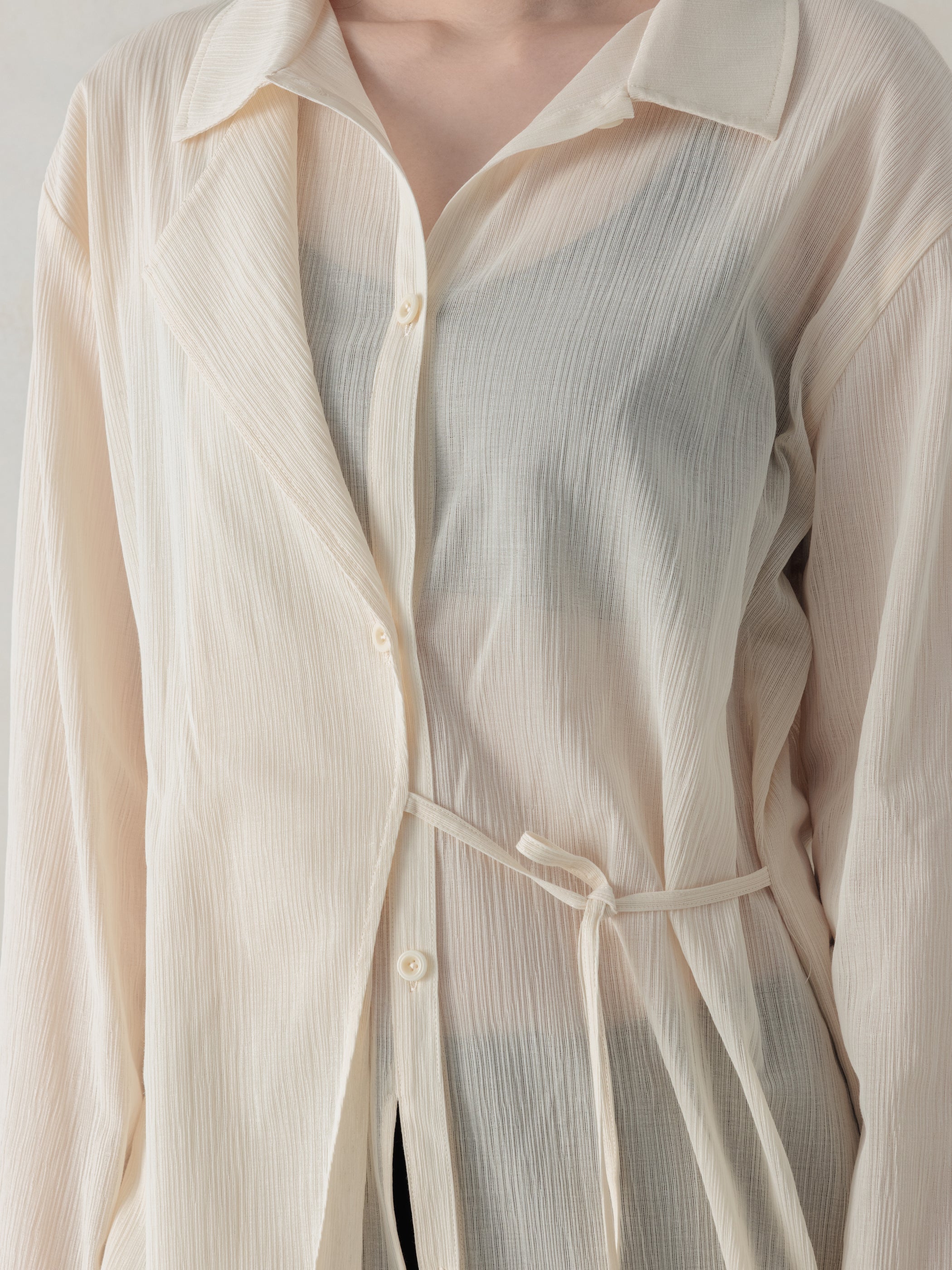 26SS WMS｜Structured Oversized Shirt (Beige) - Image 5