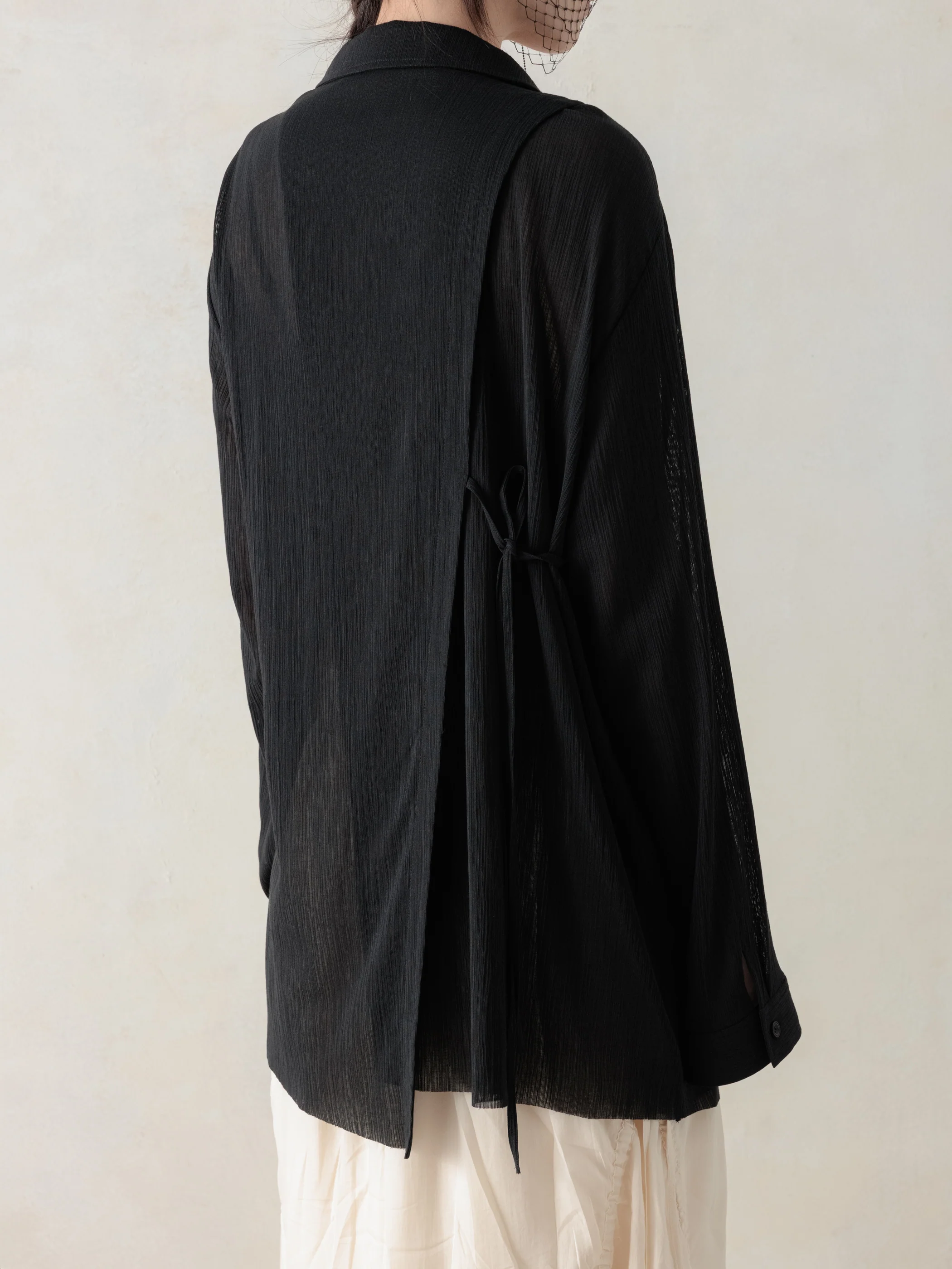 26SS WMS｜Structured Oversized Shirt (Black) - Image 3