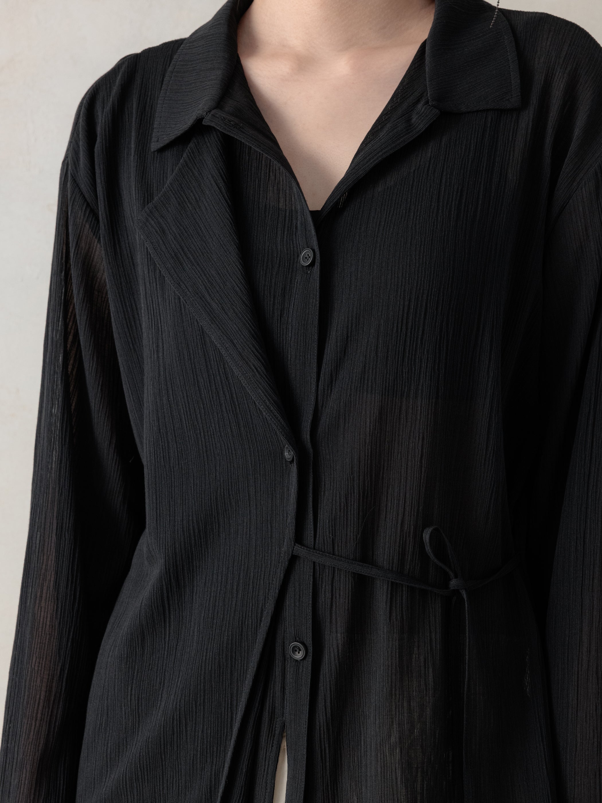 26SS WMS｜Structured Oversized Shirt (Black) - Image 6