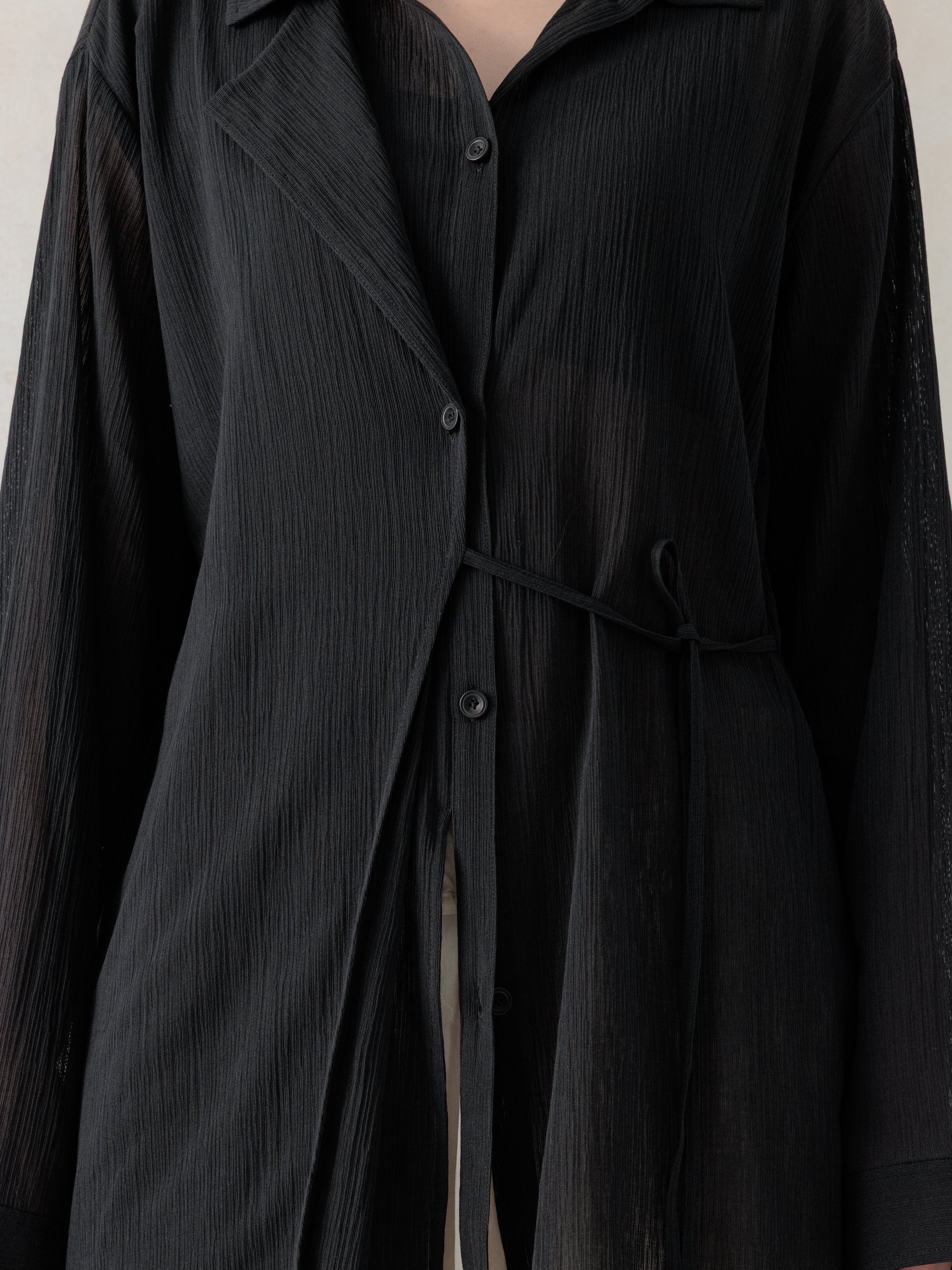 26SS WMS｜Structured Oversized Shirt (Black) - Image 7