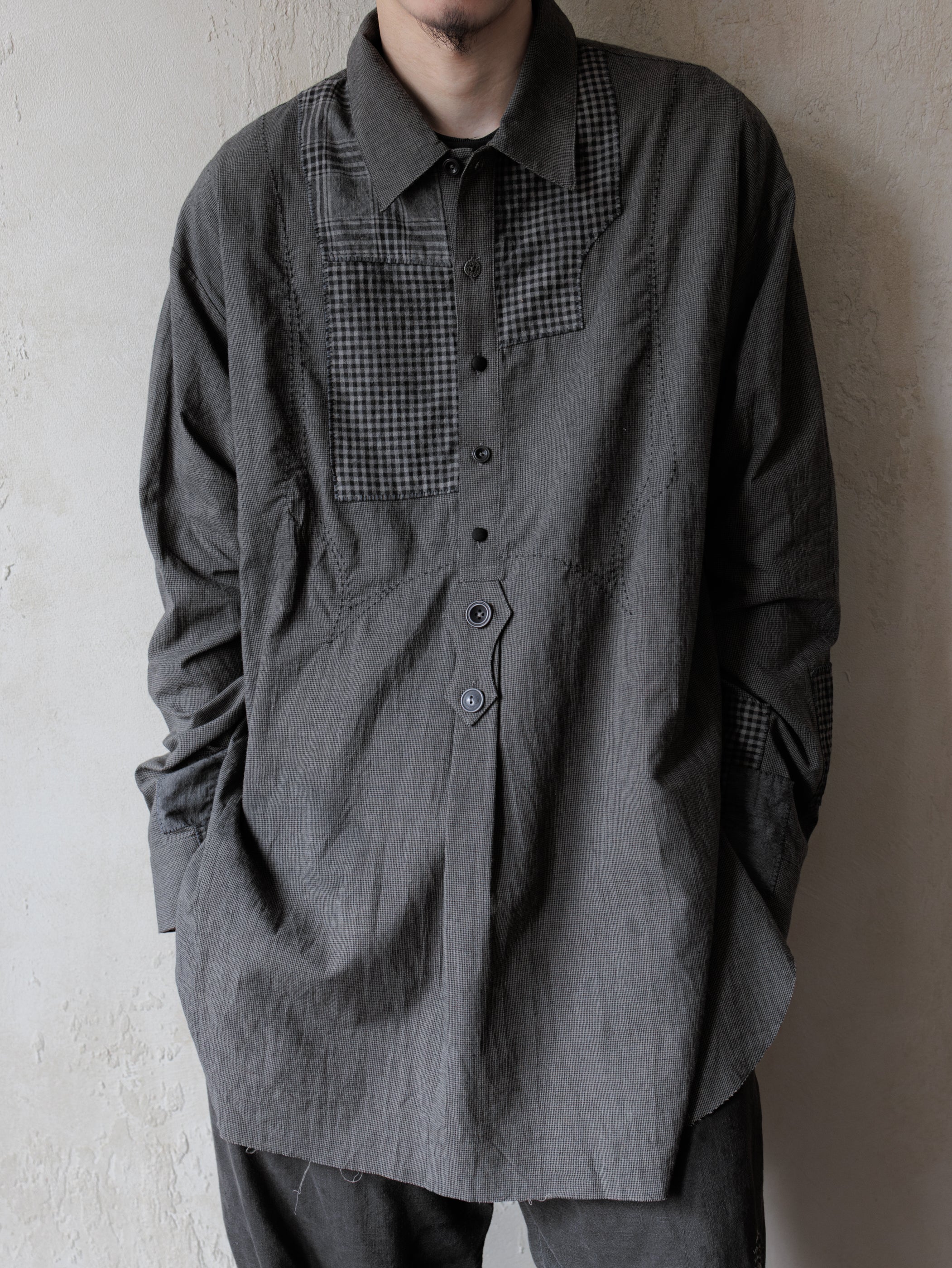 Forgotten Materials｜0222 / Grandpa's Repaired Shirt (Dark Grey) - Image 7