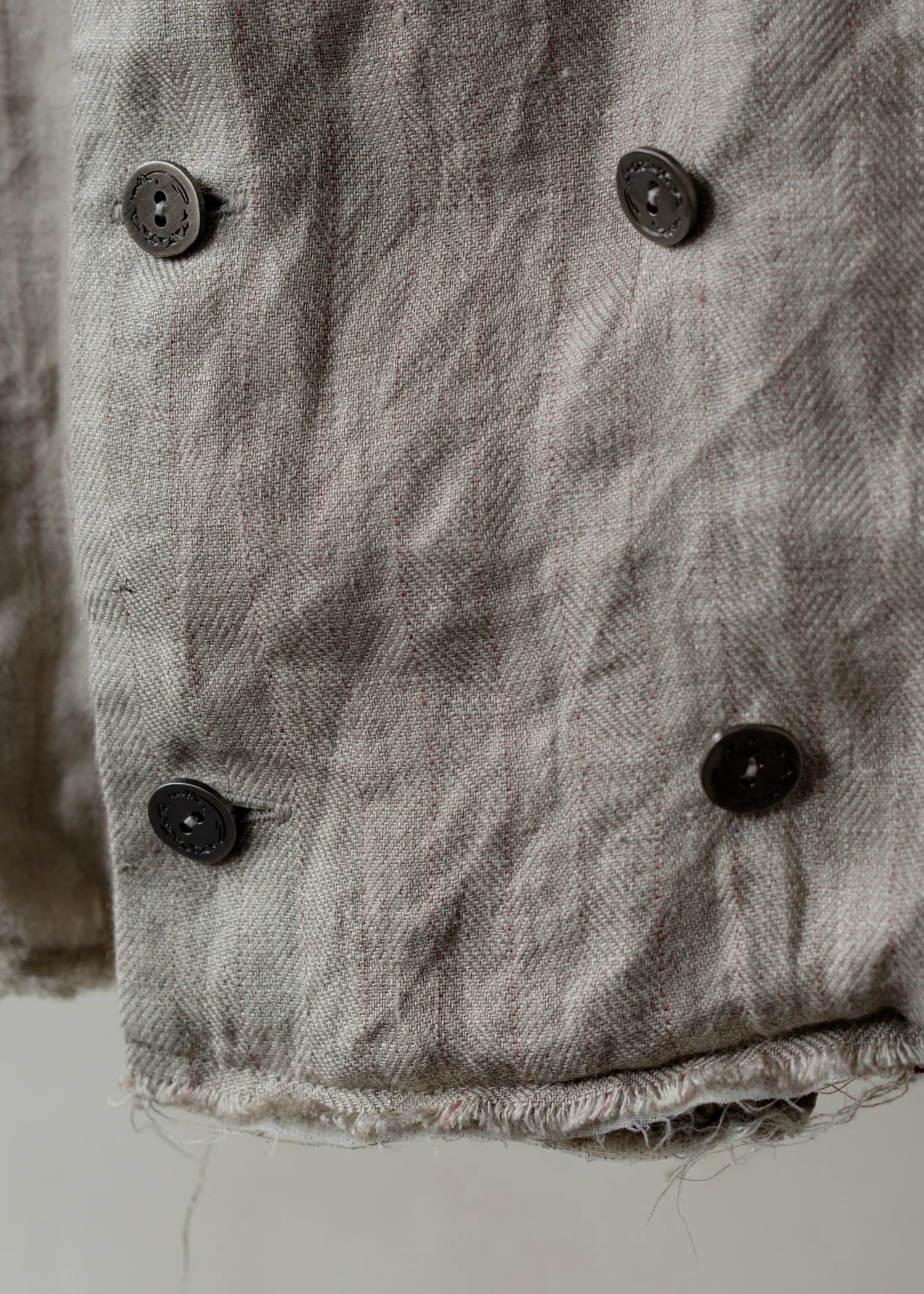 Forgotten Materials|Double-breasted Collarless Shirt (Natural Dyed Grey) - Image 3