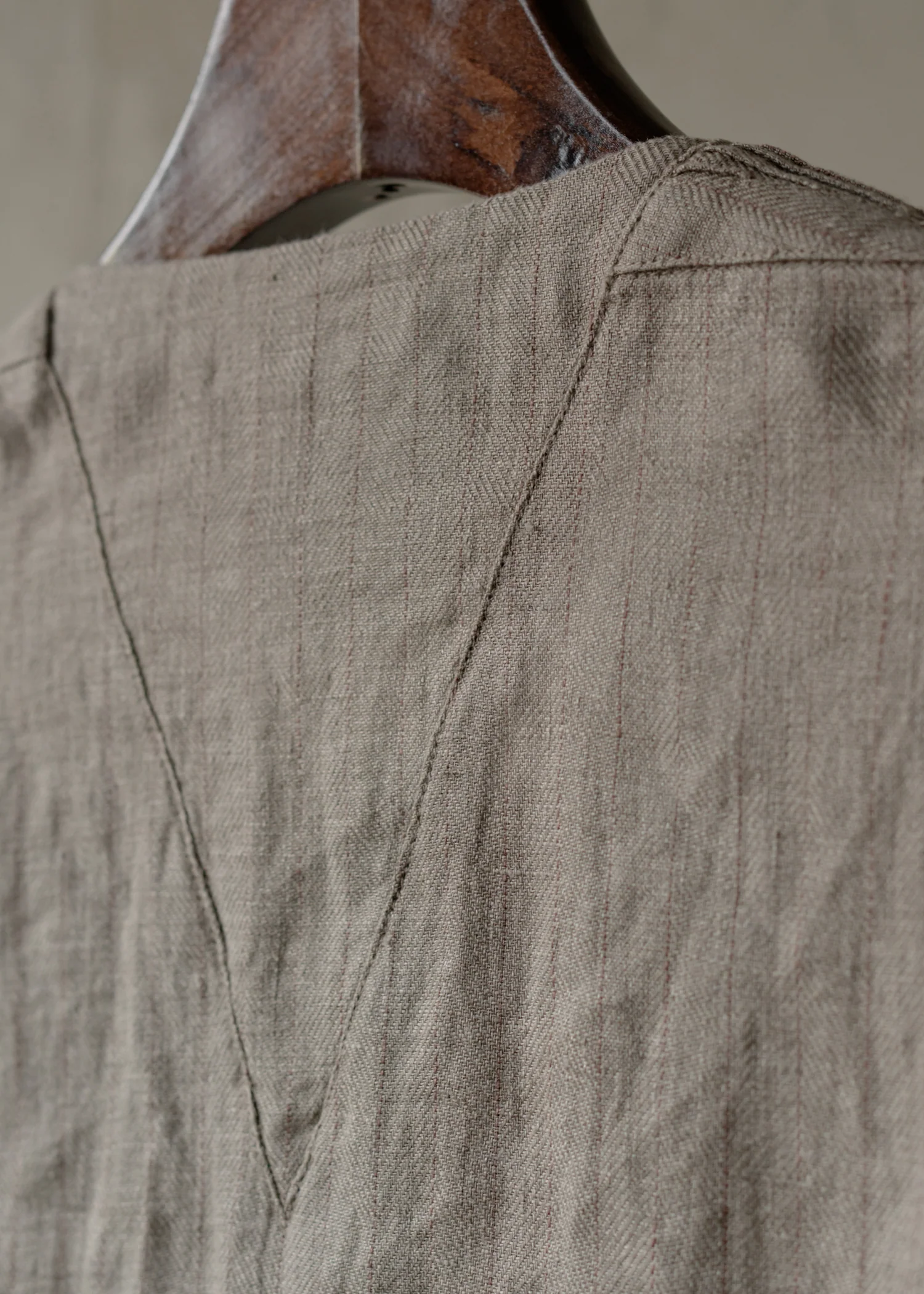 Forgotten Materials|Double-breasted Collarless Shirt (Natural Dyed Grey) - Image 5