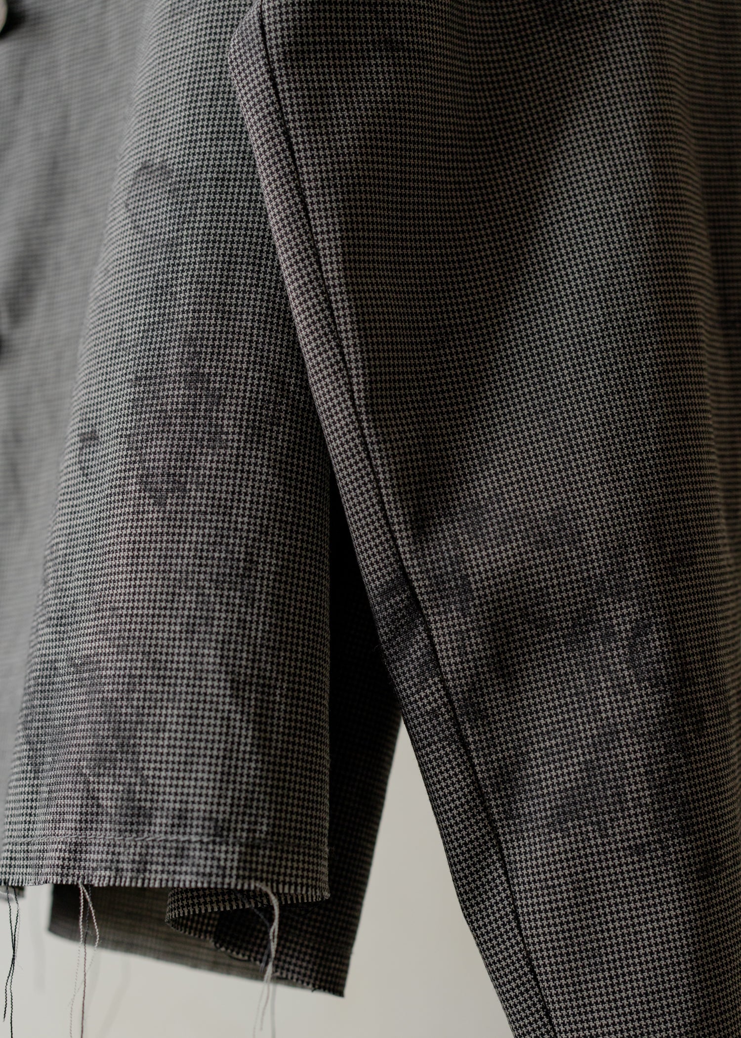 Forgotten Materials｜Double-breasted Collarless Shirt (Tainted Check) - Image 3