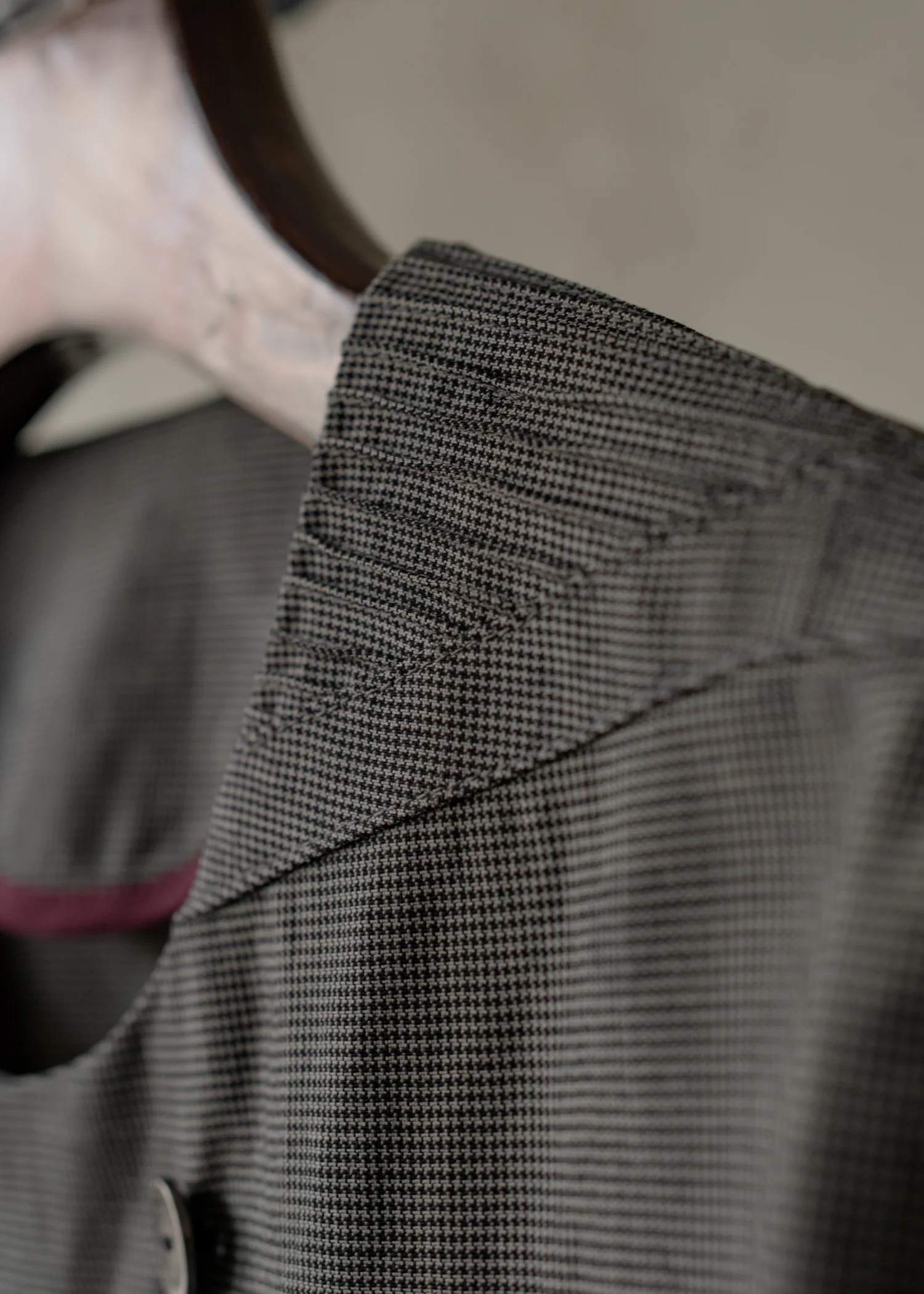 Forgotten Materials｜Double-breasted Collarless Shirt (Tainted Check) - Image 4