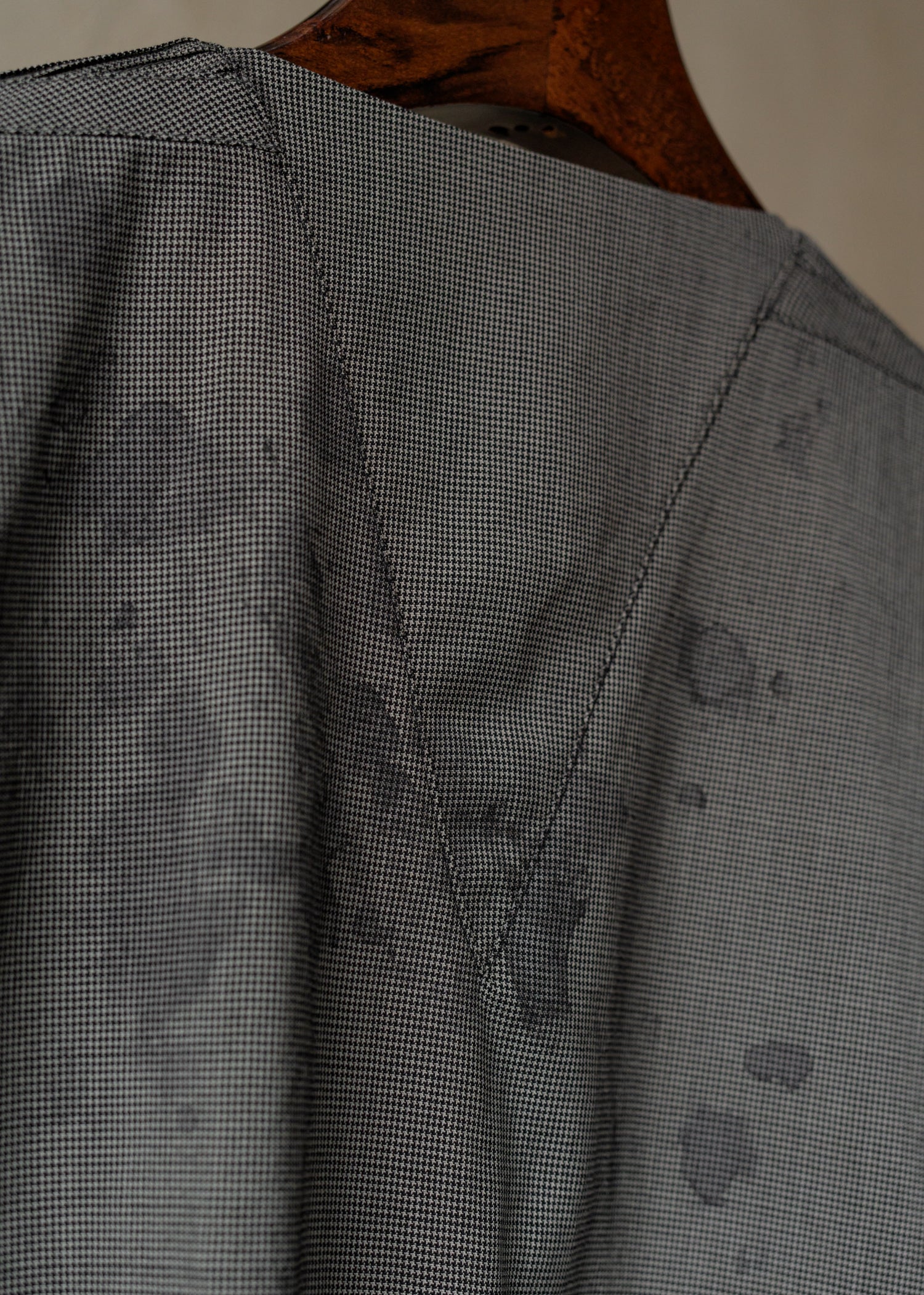 Forgotten Materials｜Double-breasted Collarless Shirt (Tainted Check) - Image 5