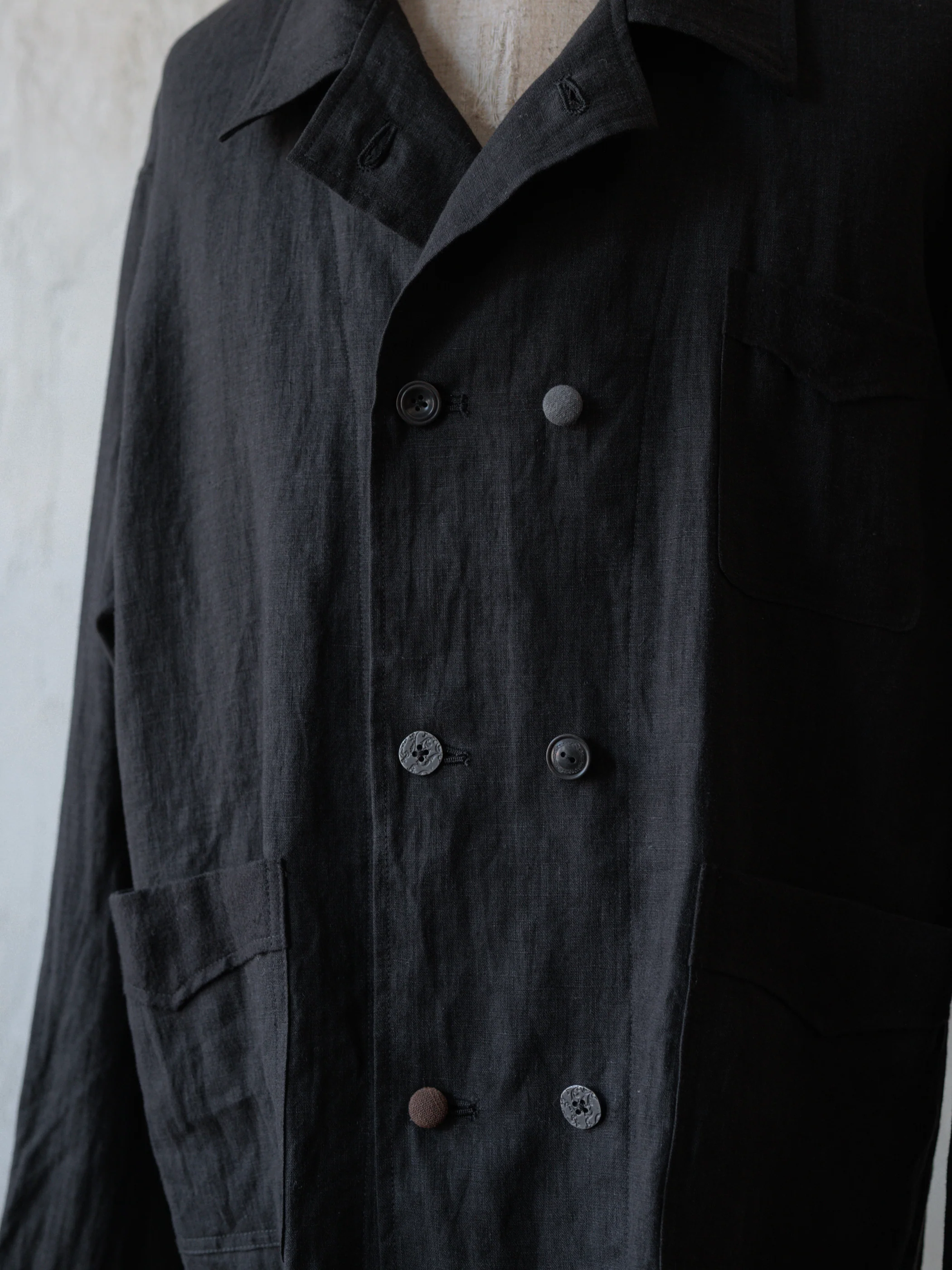 Forgotten Materials｜Linen DB JKT (Black) - Image 4