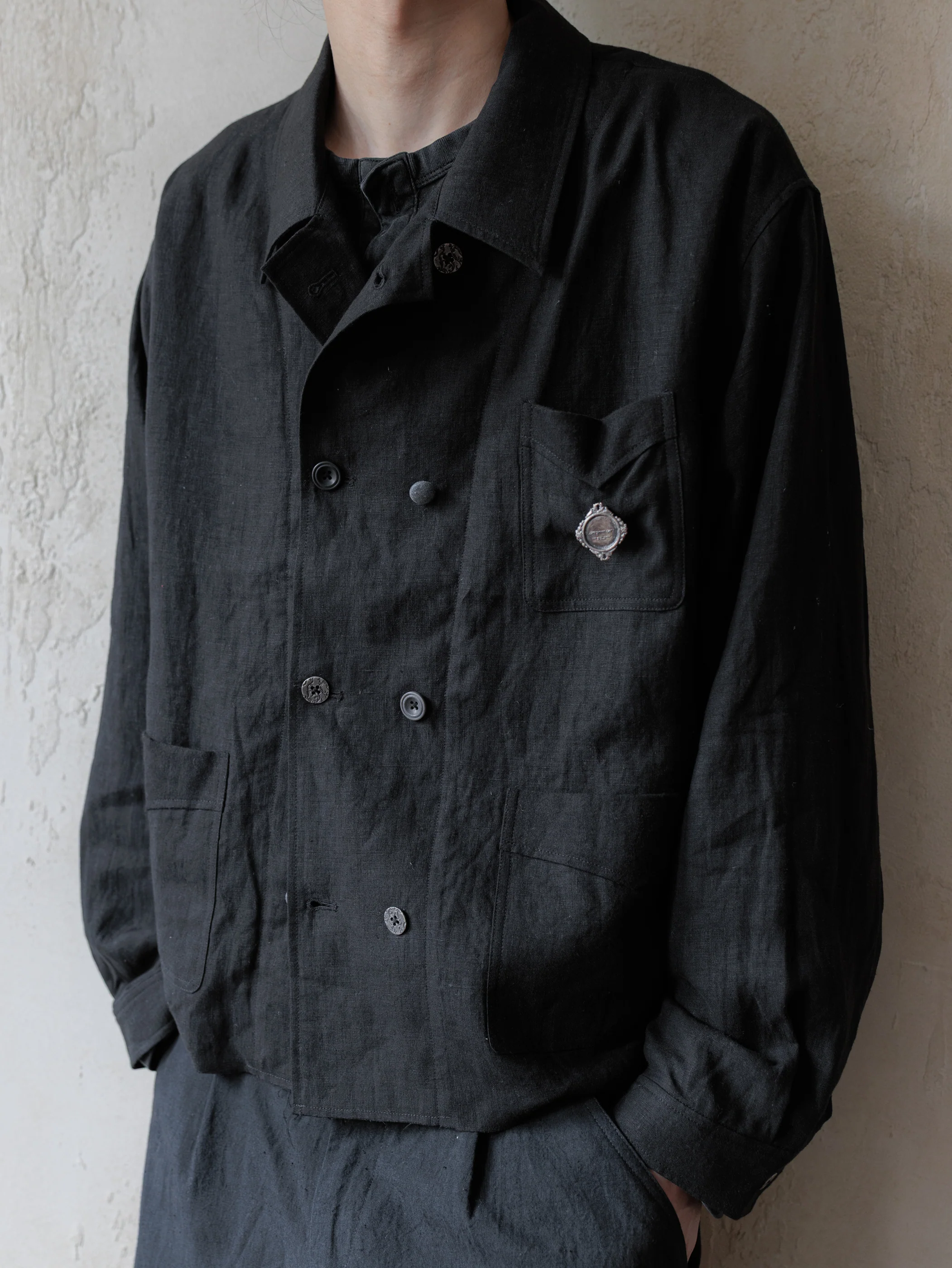 Forgotten Materials｜Linen DB JKT (Black) - Image 6