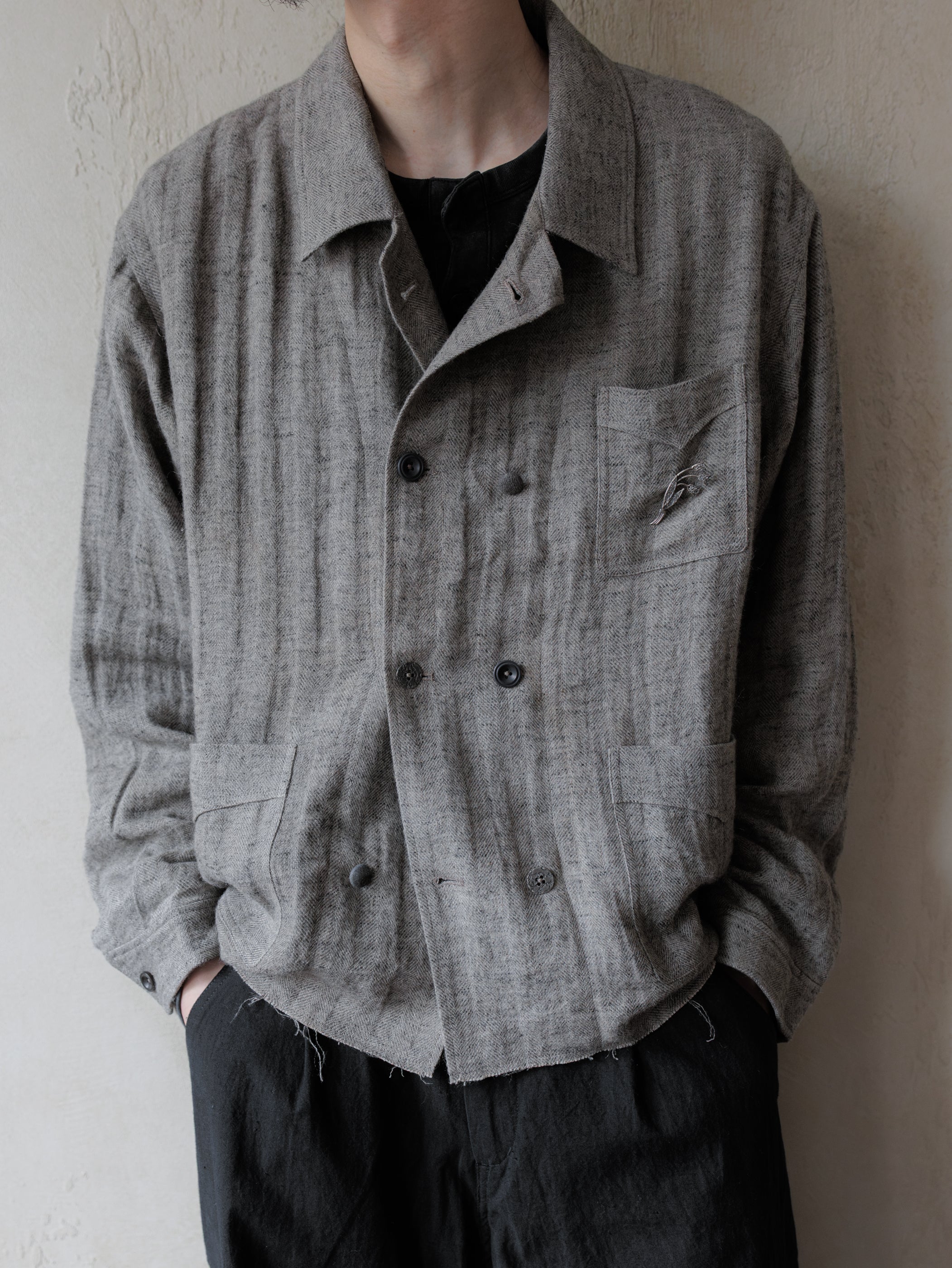 Forgotten Materials｜Linen DB JKT (Grey) - Image 6