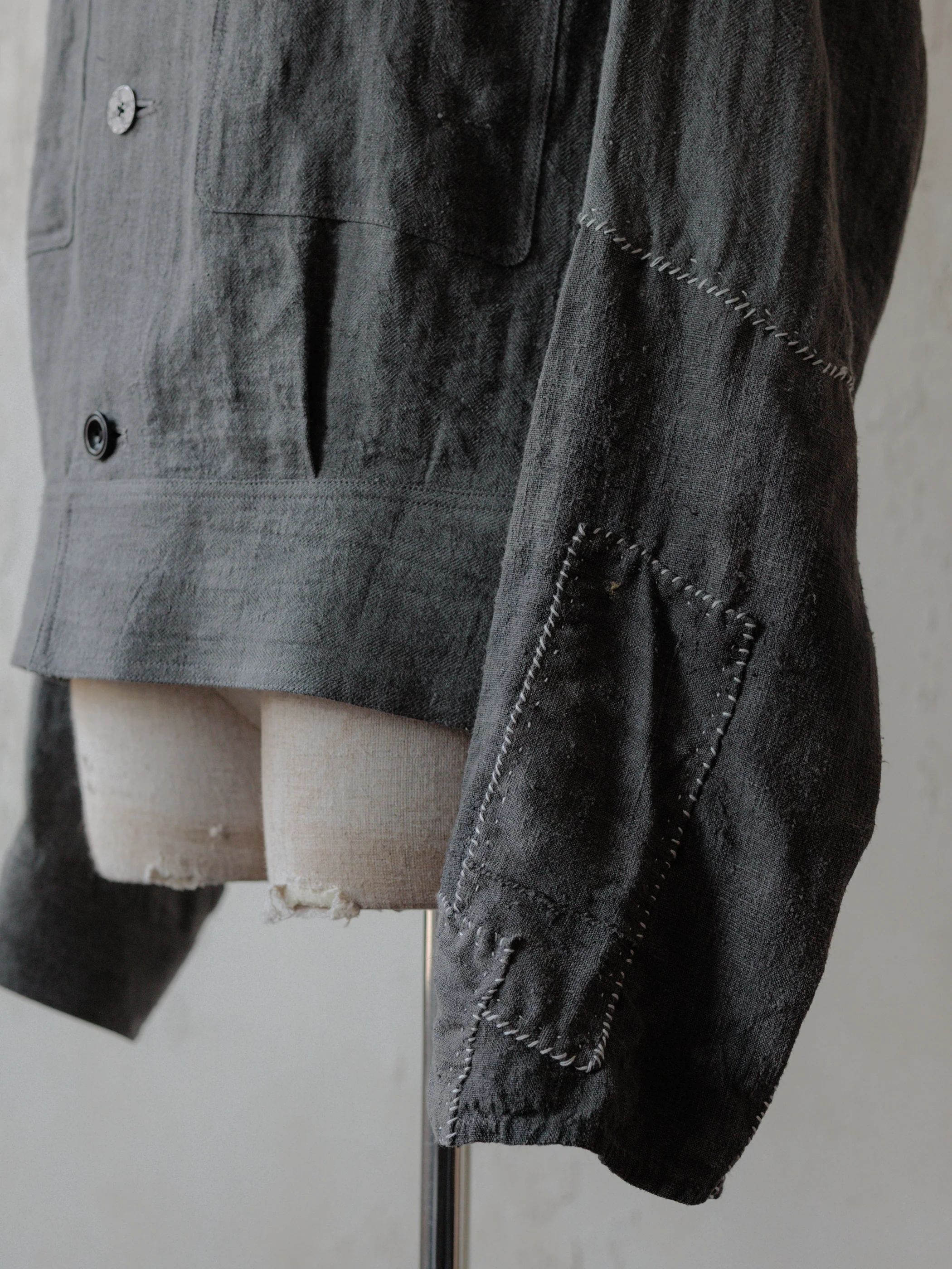 Forgotten Materials｜Repaired Cyclist JKT (Grey) - Image 3