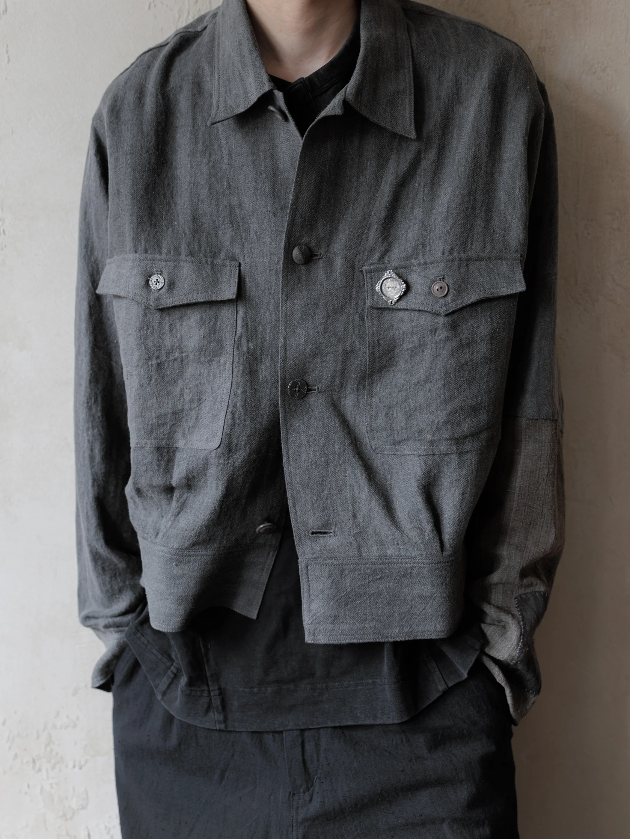 Forgotten Materials｜Repaired Cyclist JKT (Grey) - Image 7